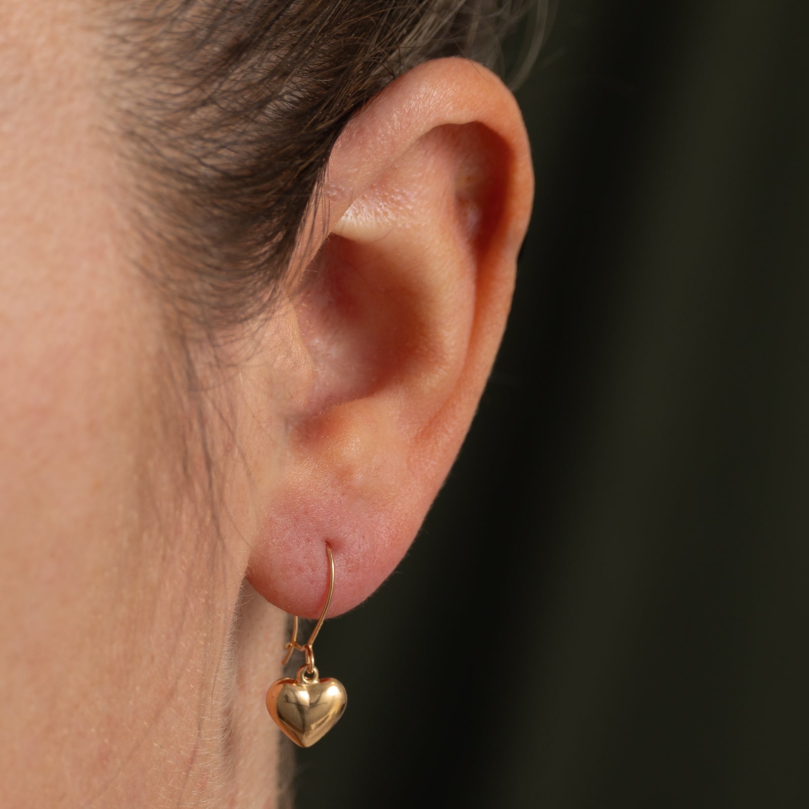 10k Yellow Gold Heart Drop Earrings