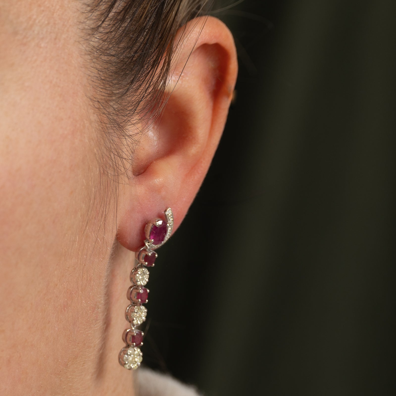 Ruby & Diamond Drop Earrings | 2.00ctw, 0.50ctw |