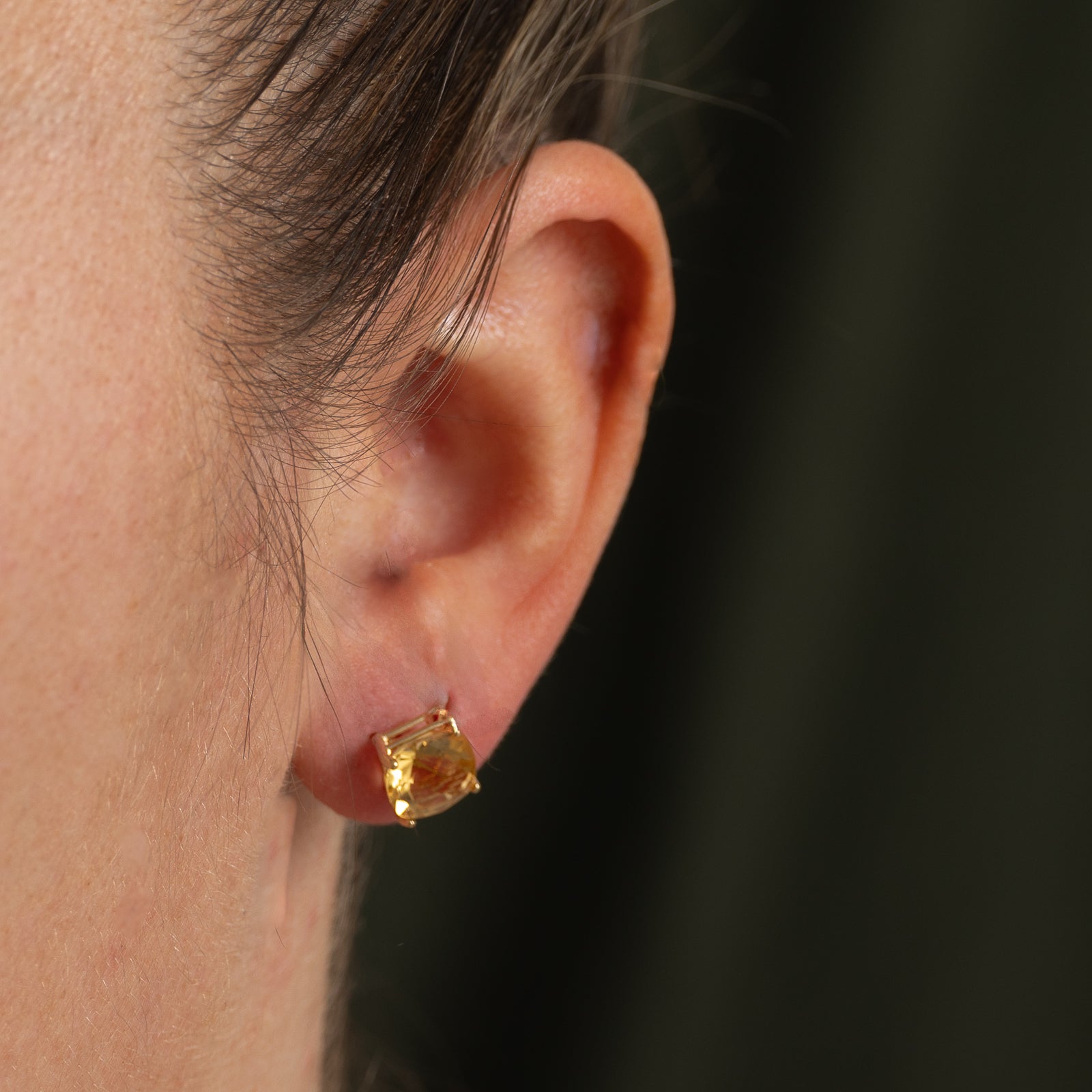 Checkerboard Cut Citrine Stud Earrings | 3.00ctw