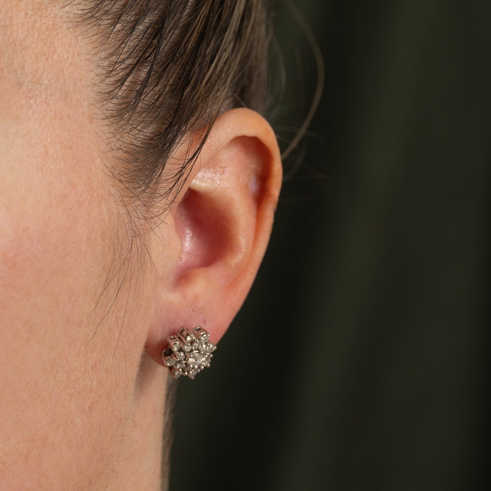 Diamond Cluster Petal Stud Earrings | 1.20ctw