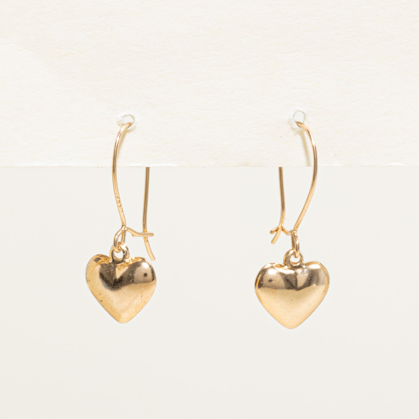 10k Yellow Gold Heart Drop Earrings