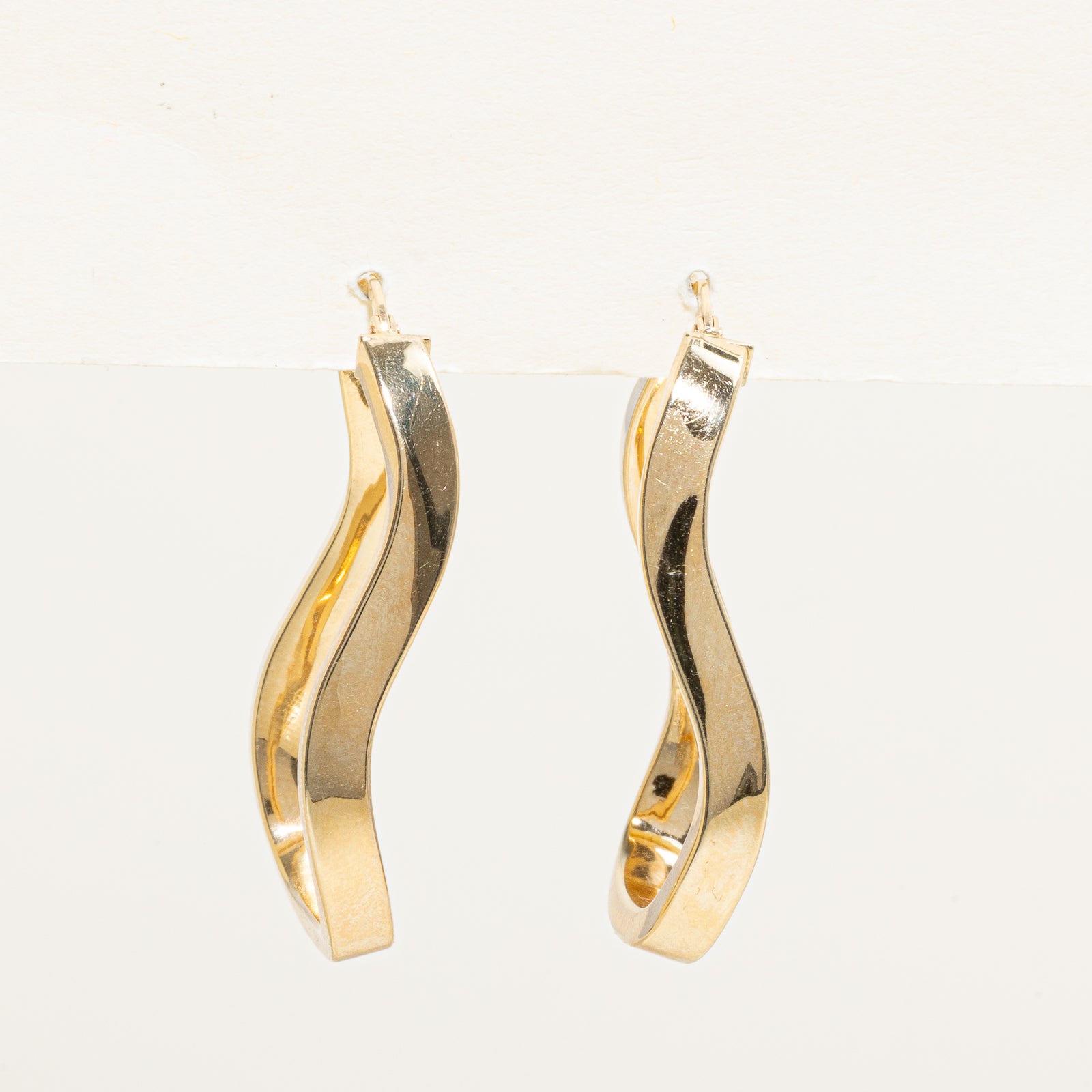 14k Yellow Gold Abstract Hoop Earrings