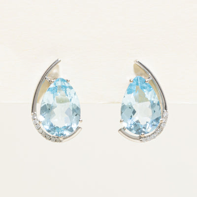 Topaz Stud & Diamond Stud Earrings | 4.00ctw, 0.08ctw |
