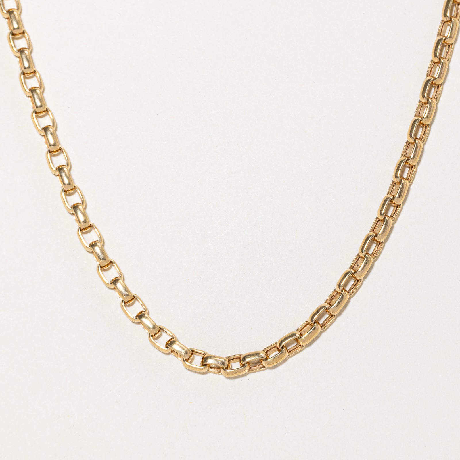 9k Yellow Gold Squared Rolo Link Chain | 5.10mm | 18"