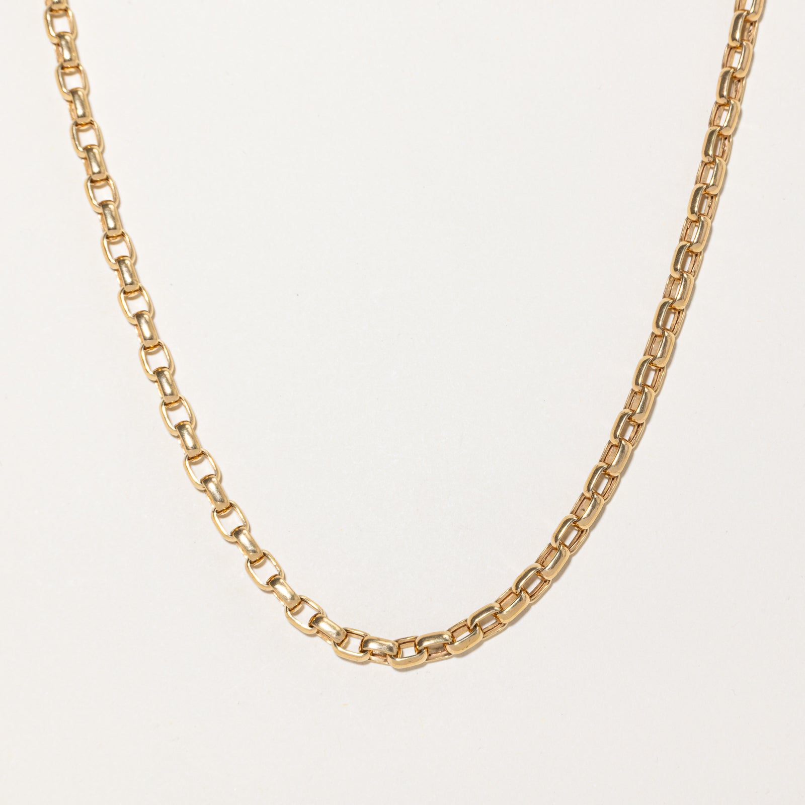 9k Yellow Gold Squared Rolo Link Chain | 5.10mm | 18"