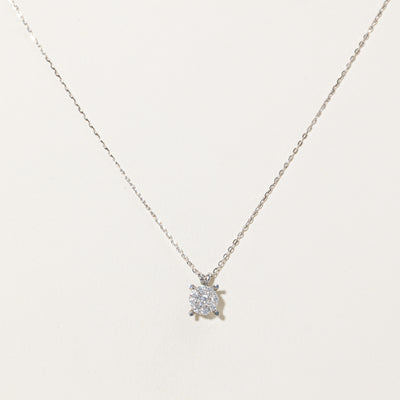 Round Diamond Cluster Pendant & Necklace | 0.50ctw | 16
