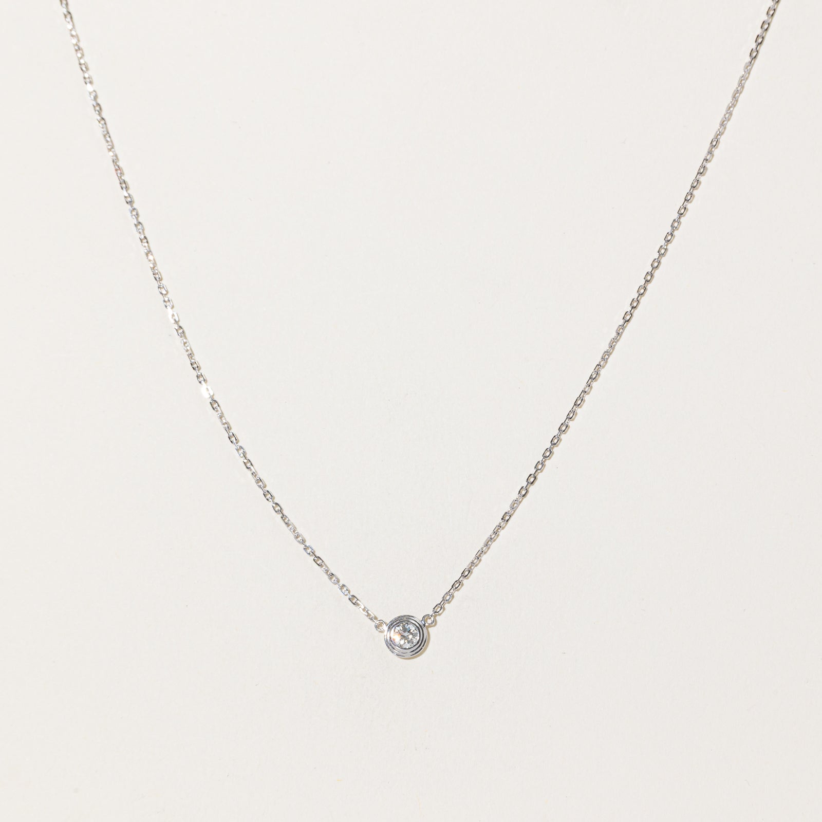 Solitaire Diamond Fixed Pendant Necklace | 0.18ct | 18"