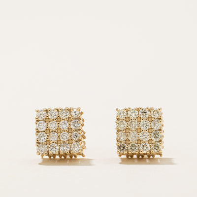 Diamond Cube Grid Stud Earrings | 0.60ctw