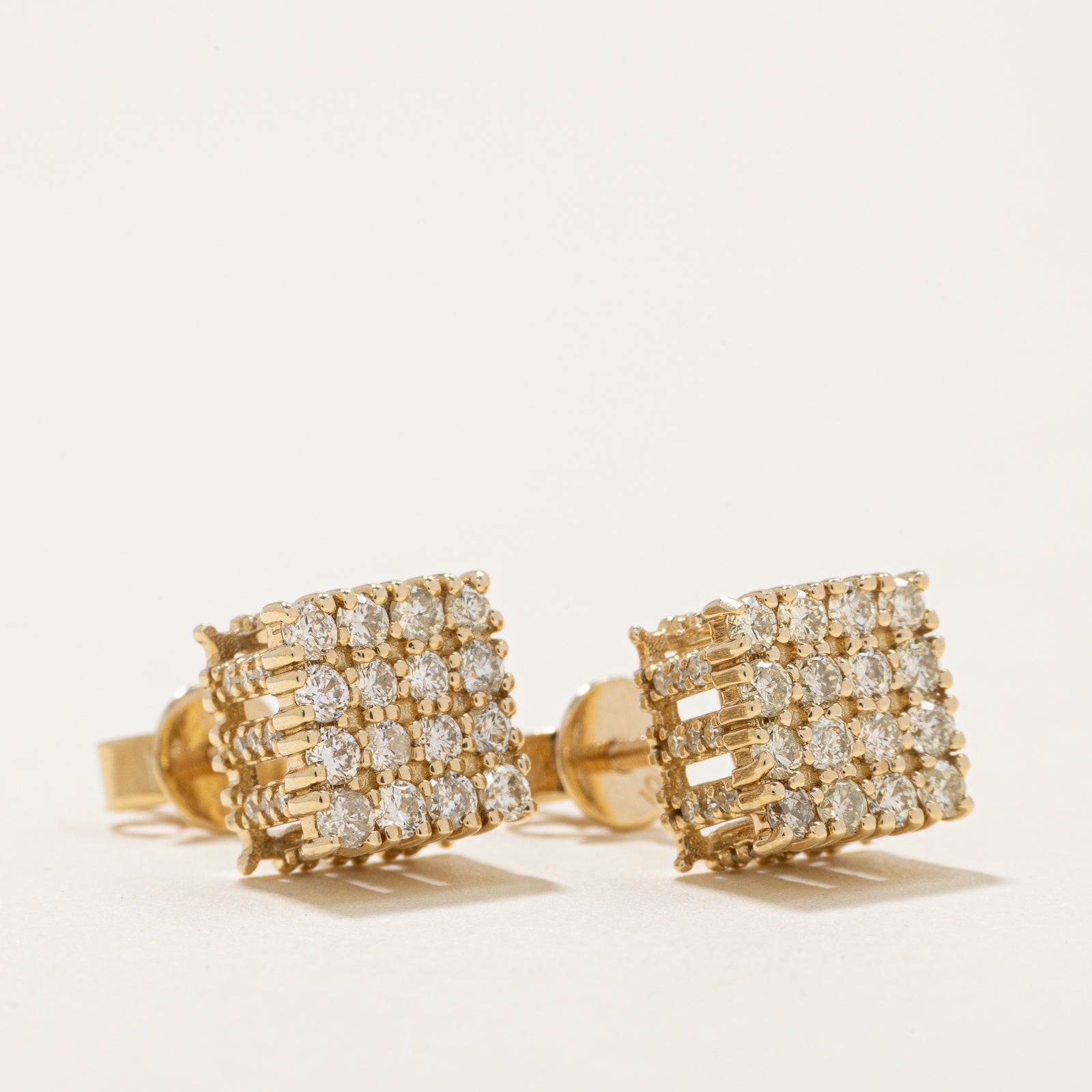 Diamond Cube Grid Stud Earrings | 0.60ctw