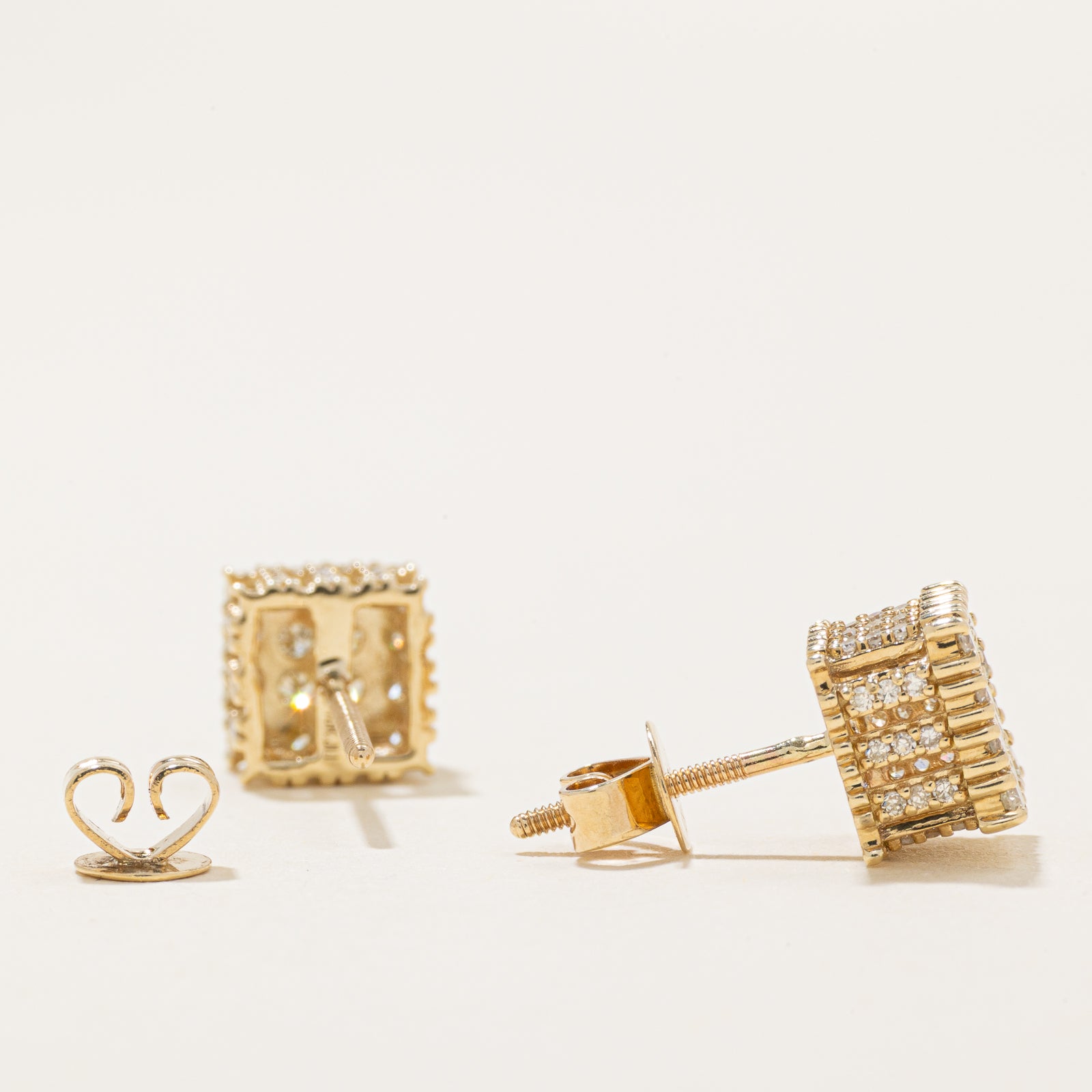 Diamond Cube Grid Stud Earrings | 0.60ctw