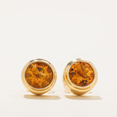 Bezel Set Citrine Stud Earrings | 1.60ctw