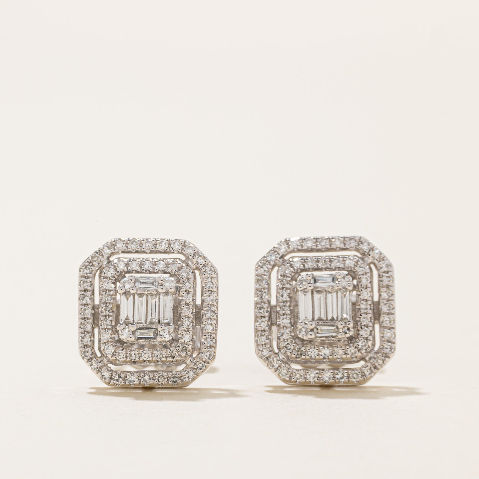 Illusion Set Diamond Double Halo Stud Earrings | 0.25ctw