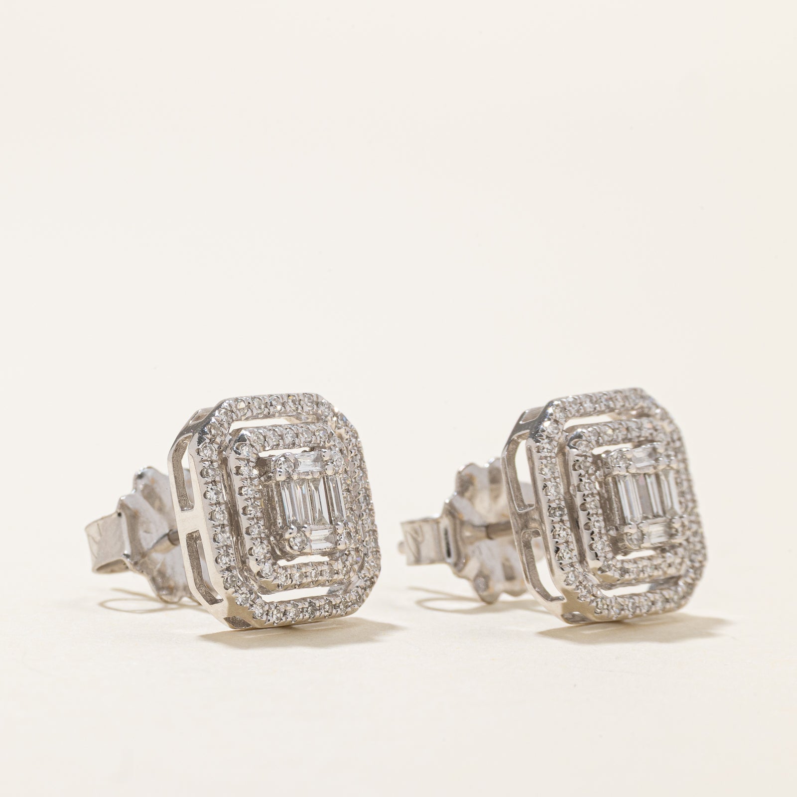 Illusion Set Diamond Double Halo Stud Earrings | 0.25ctw