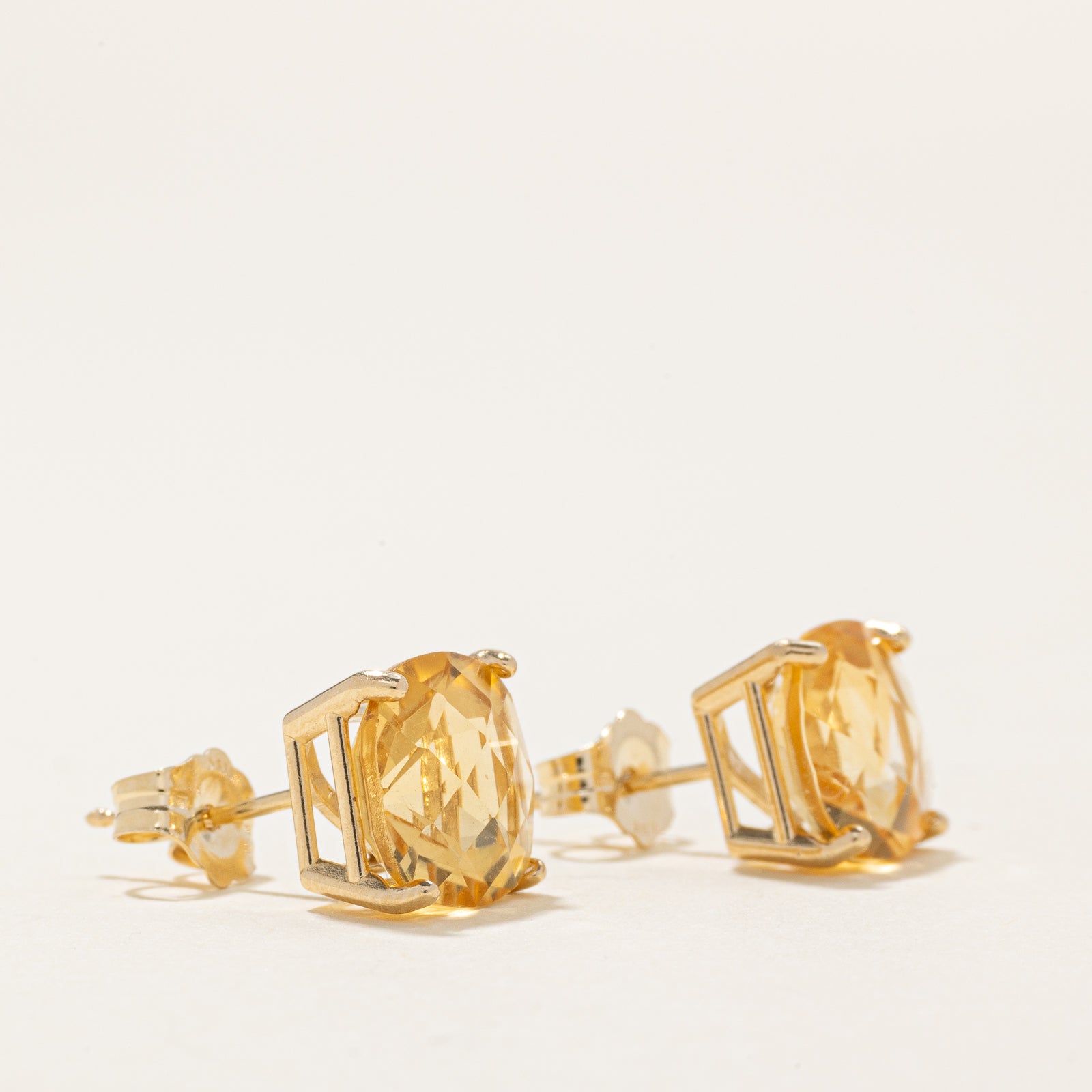 Checkerboard Cut Citrine Stud Earrings | 3.00ctw