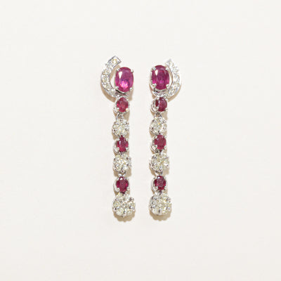 Ruby & Diamond Drop Earrings | 2.00ctw, 0.50ctw |