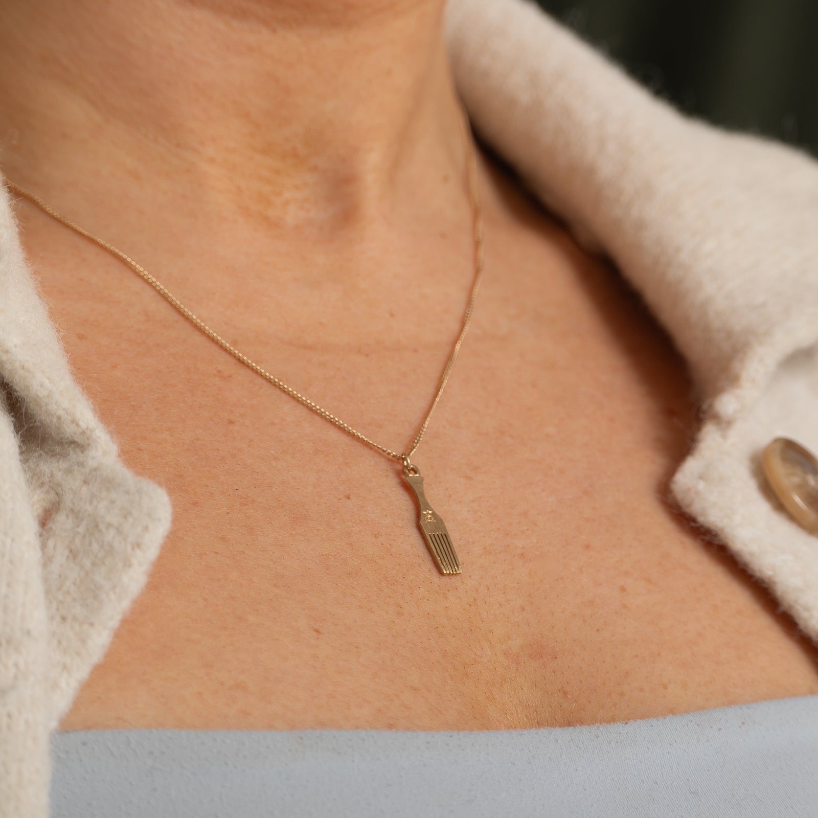 14k Yellow Gold Hair Pick Charm