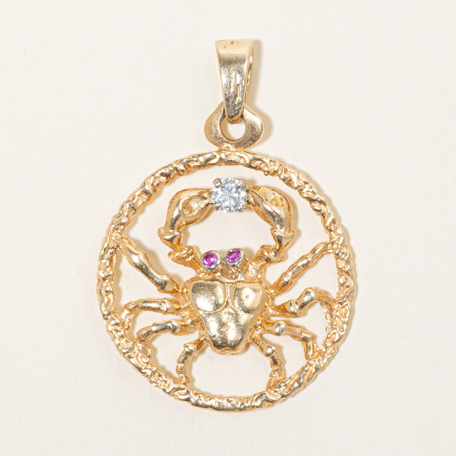 Diamond & Ruby Cancer Pendant | 0.10ct, 0.02ctw |