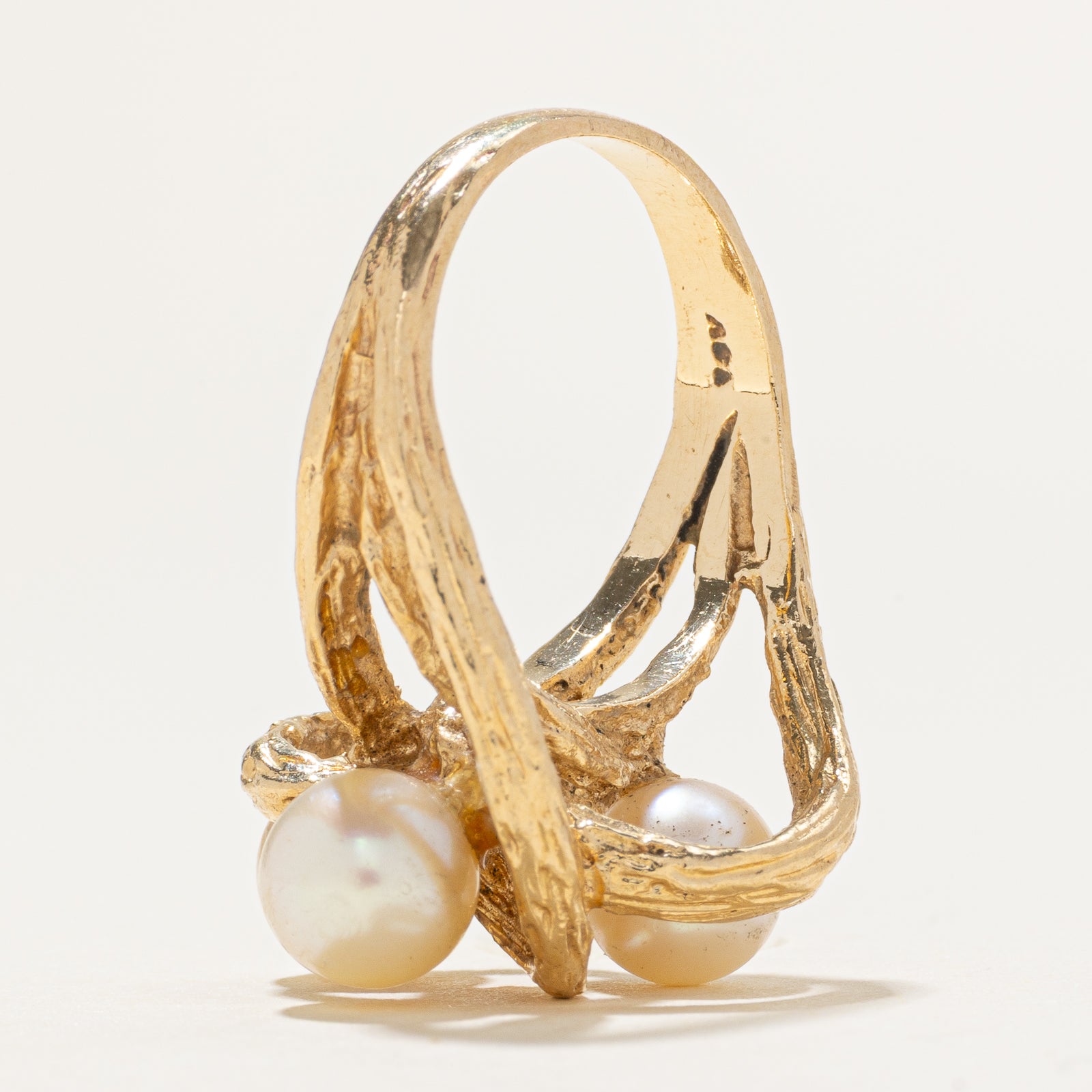 Three Stone Pearl Cocktail Ring | SZ 5.75