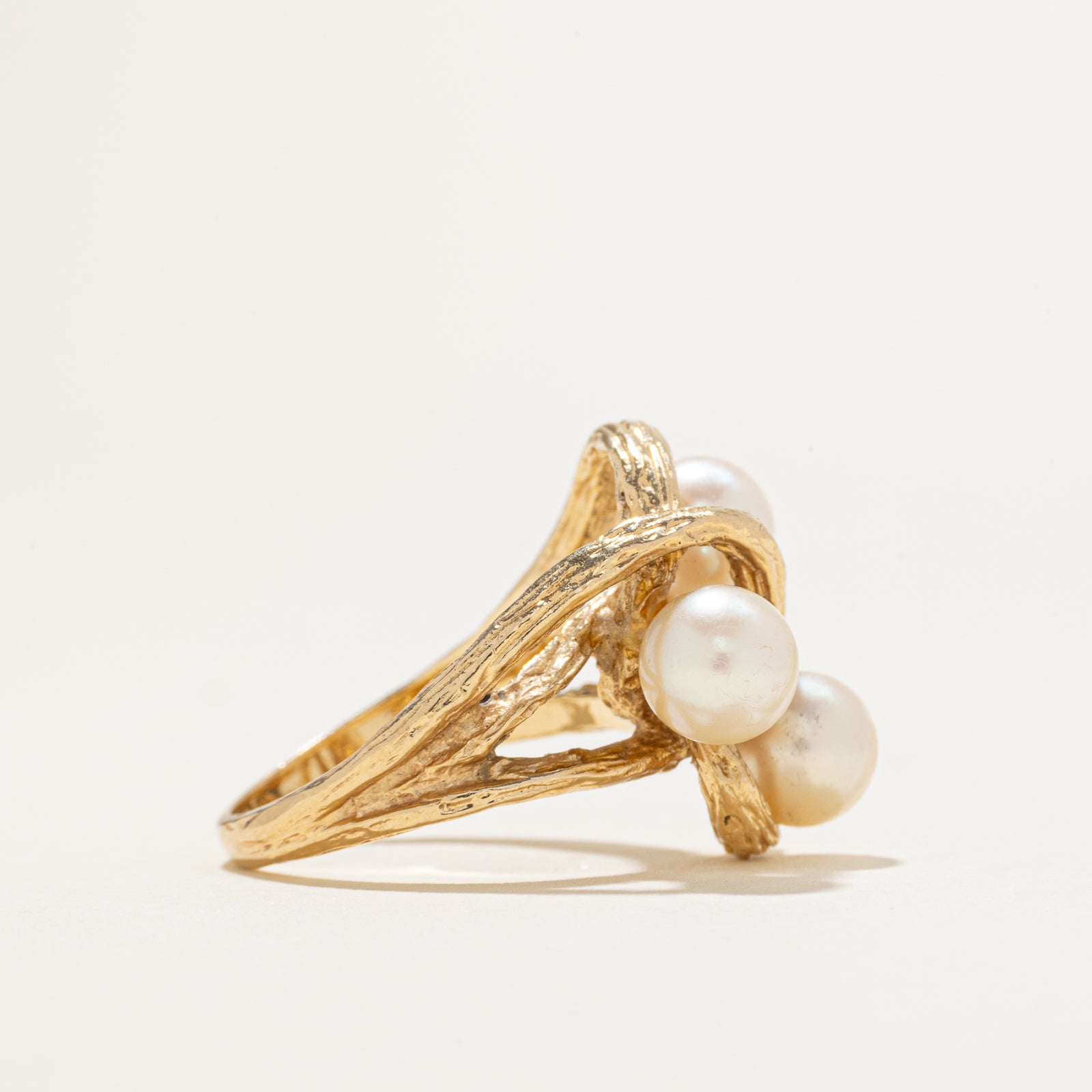 Three Stone Pearl Cocktail Ring | SZ 5.75