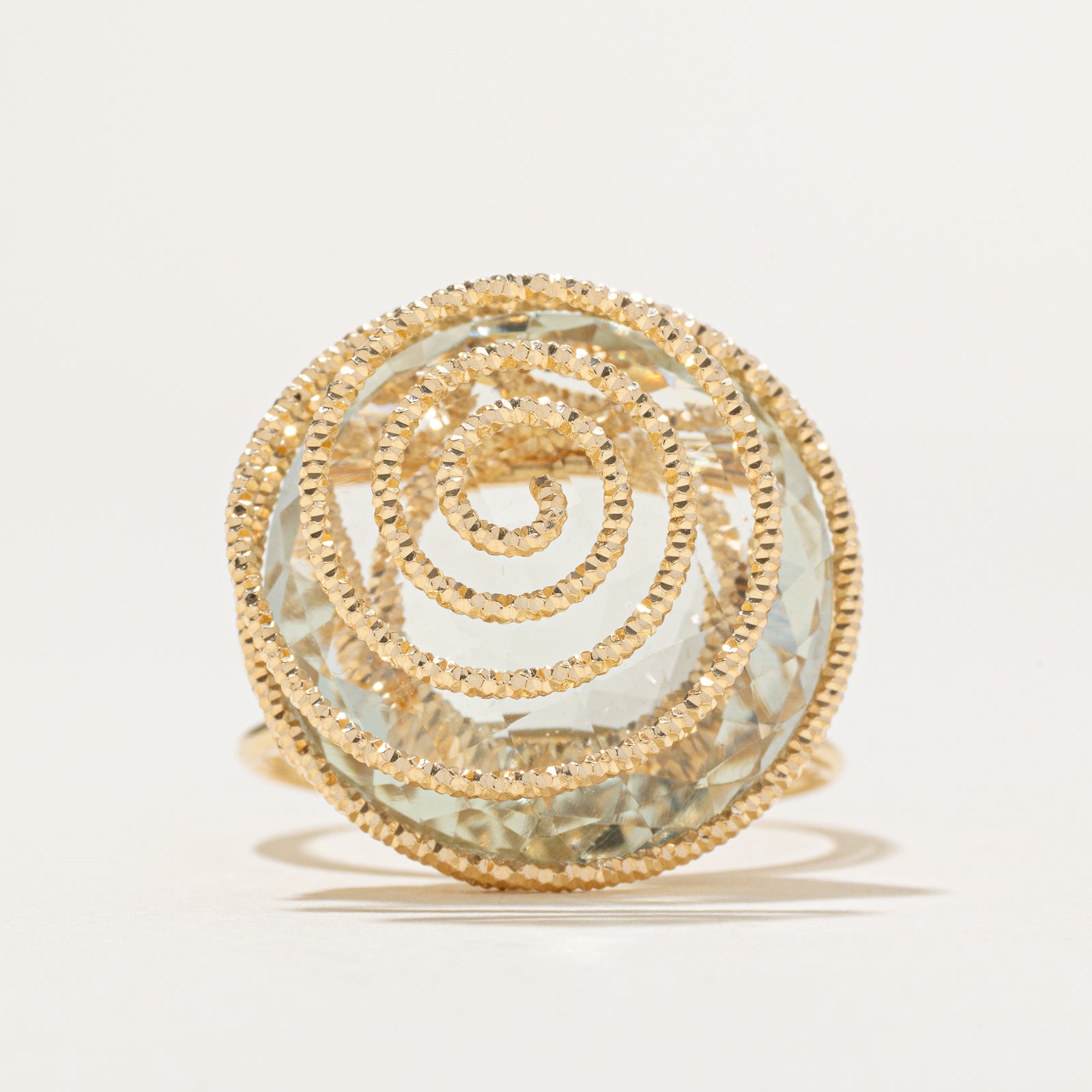 Checkerboard Prasiolite Cocktail Ring | 20.00ct | SZ 10.5