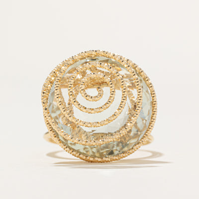 Checkerboard Prasiolite Cocktail Ring | 20.00ct | SZ 10.5
