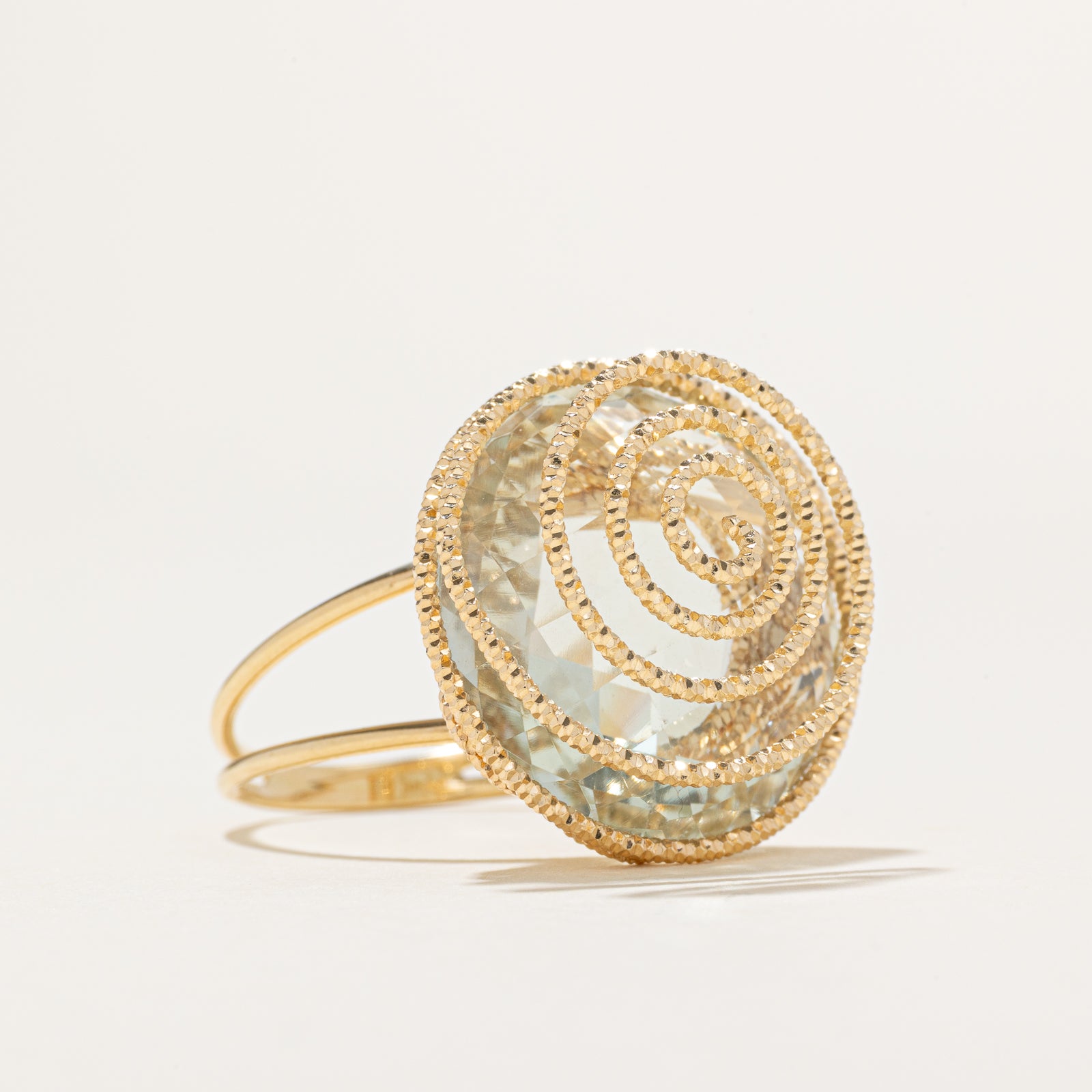 Checkerboard Prasiolite Cocktail Ring | 20.00ct | SZ 10.5
