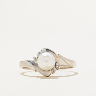 Pearl & Diamond Bypass Ring | 0.01ctw | SZ 8