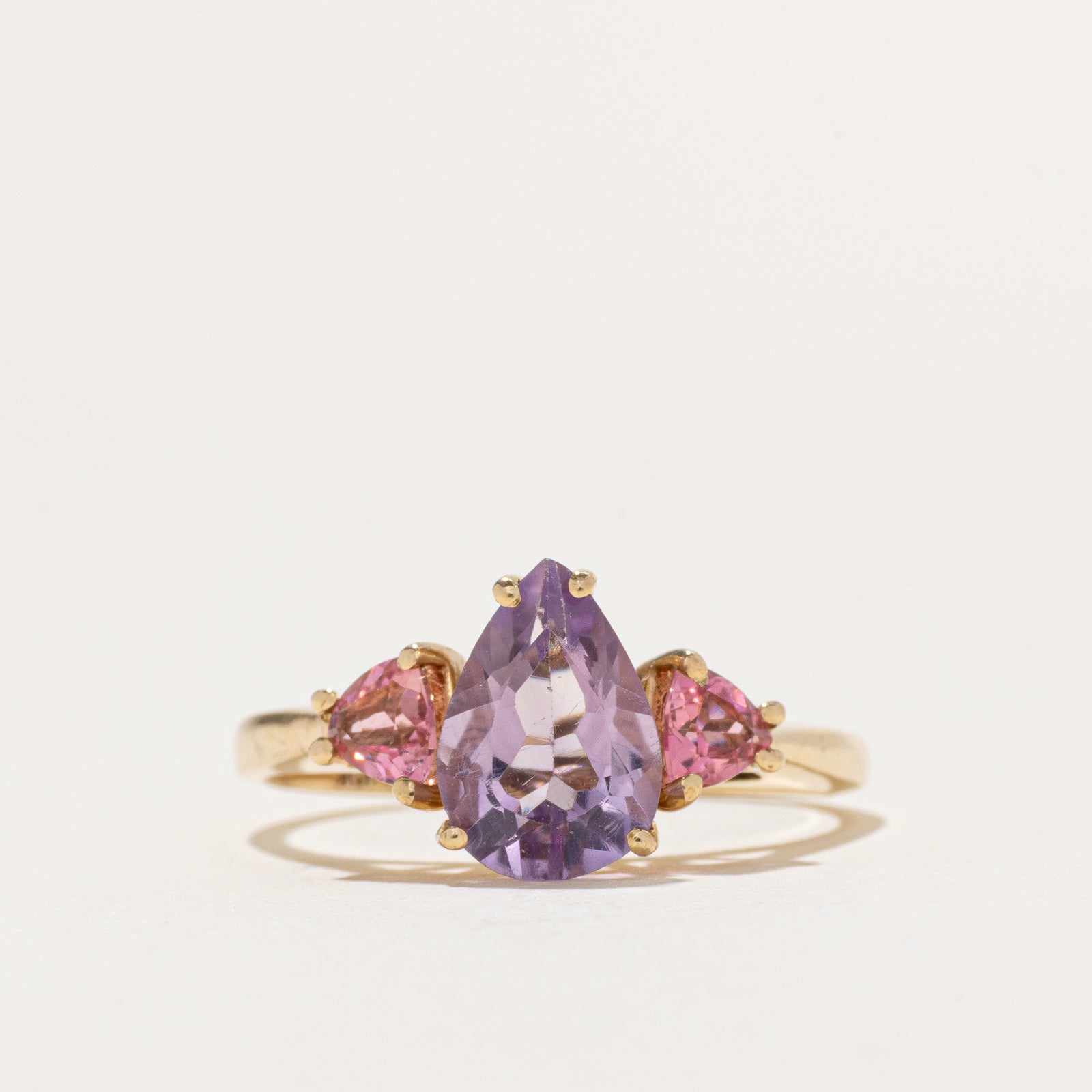 Three Stone Tourmaline & Amethyst Ring | 1.74ctw | SZ 8.75
