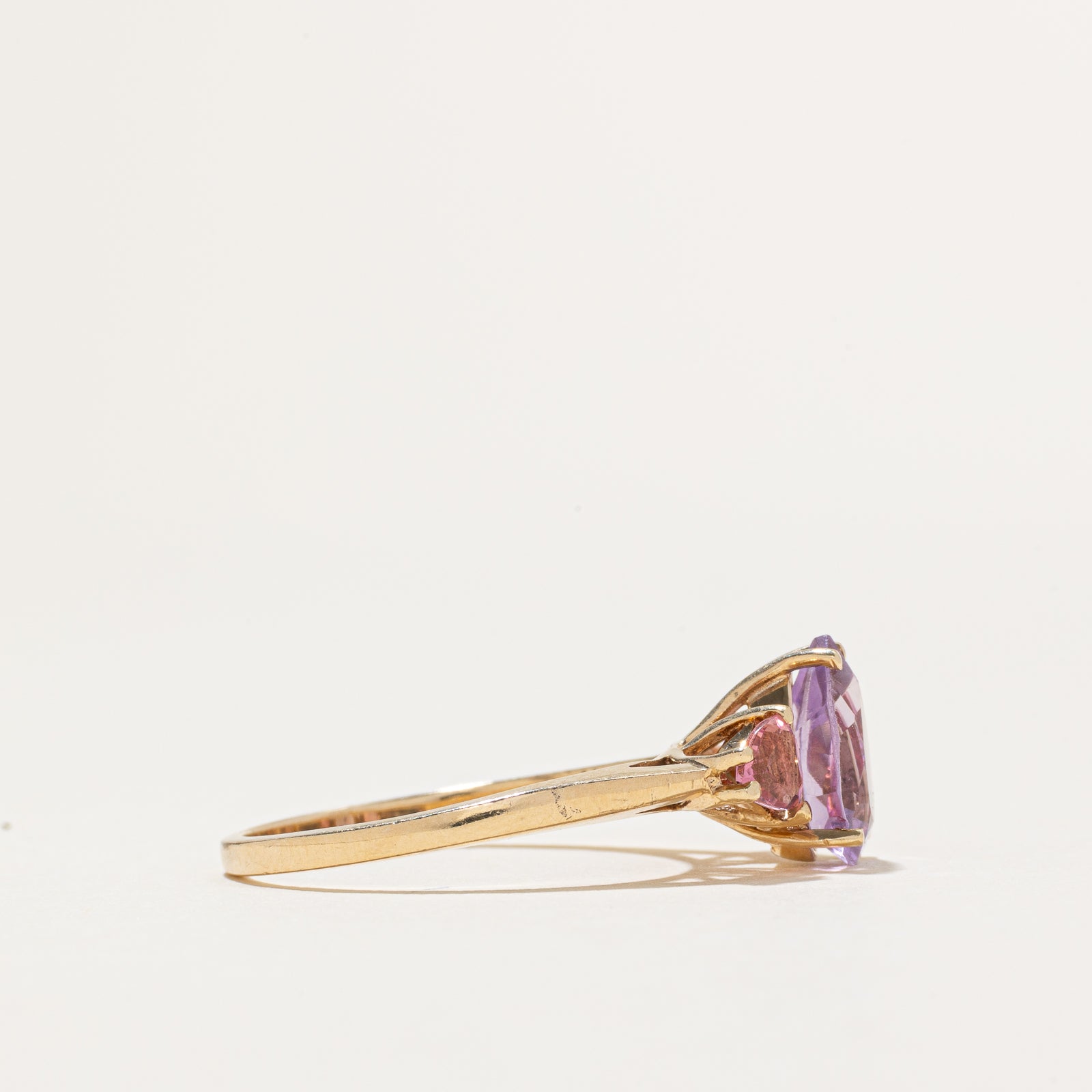Three Stone Tourmaline & Amethyst Ring | 1.74ctw | SZ 8.75