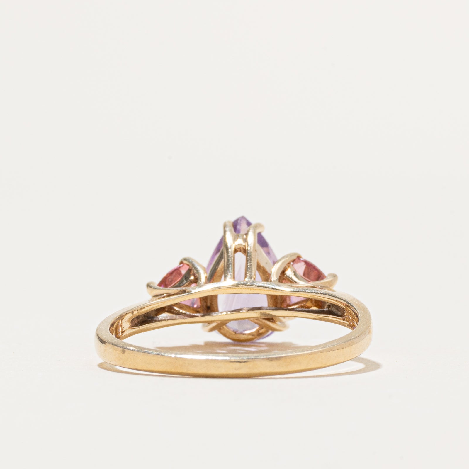 Three Stone Tourmaline & Amethyst Ring | 1.74ctw | SZ 8.75