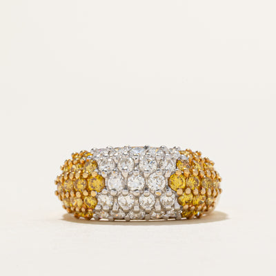 Pavé Set Yellow & White Diamond Dome Ring | 1.00ctw | SZ 5.75