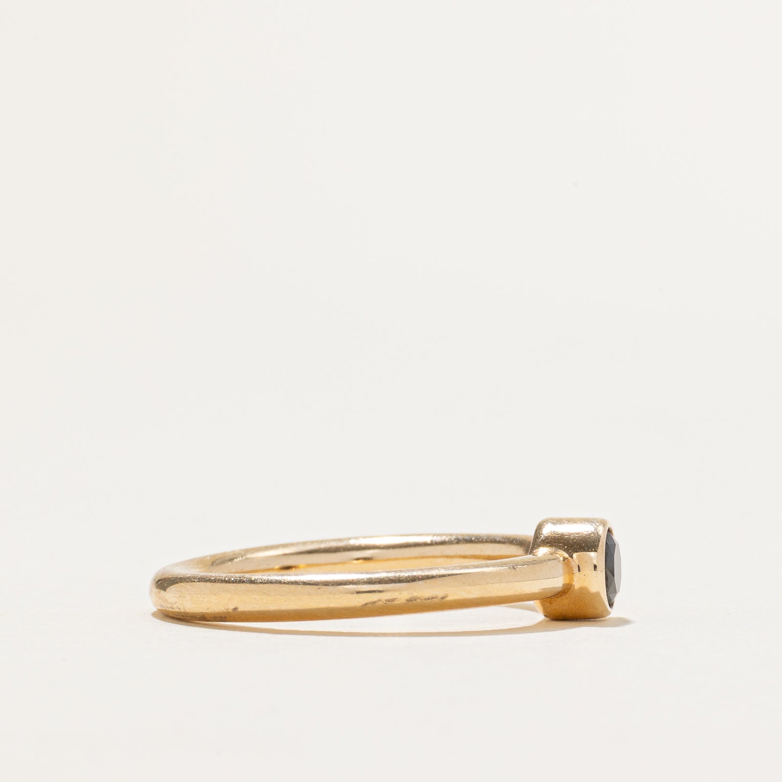 Bezel Set Black Diamond Ring | SZ 6.5