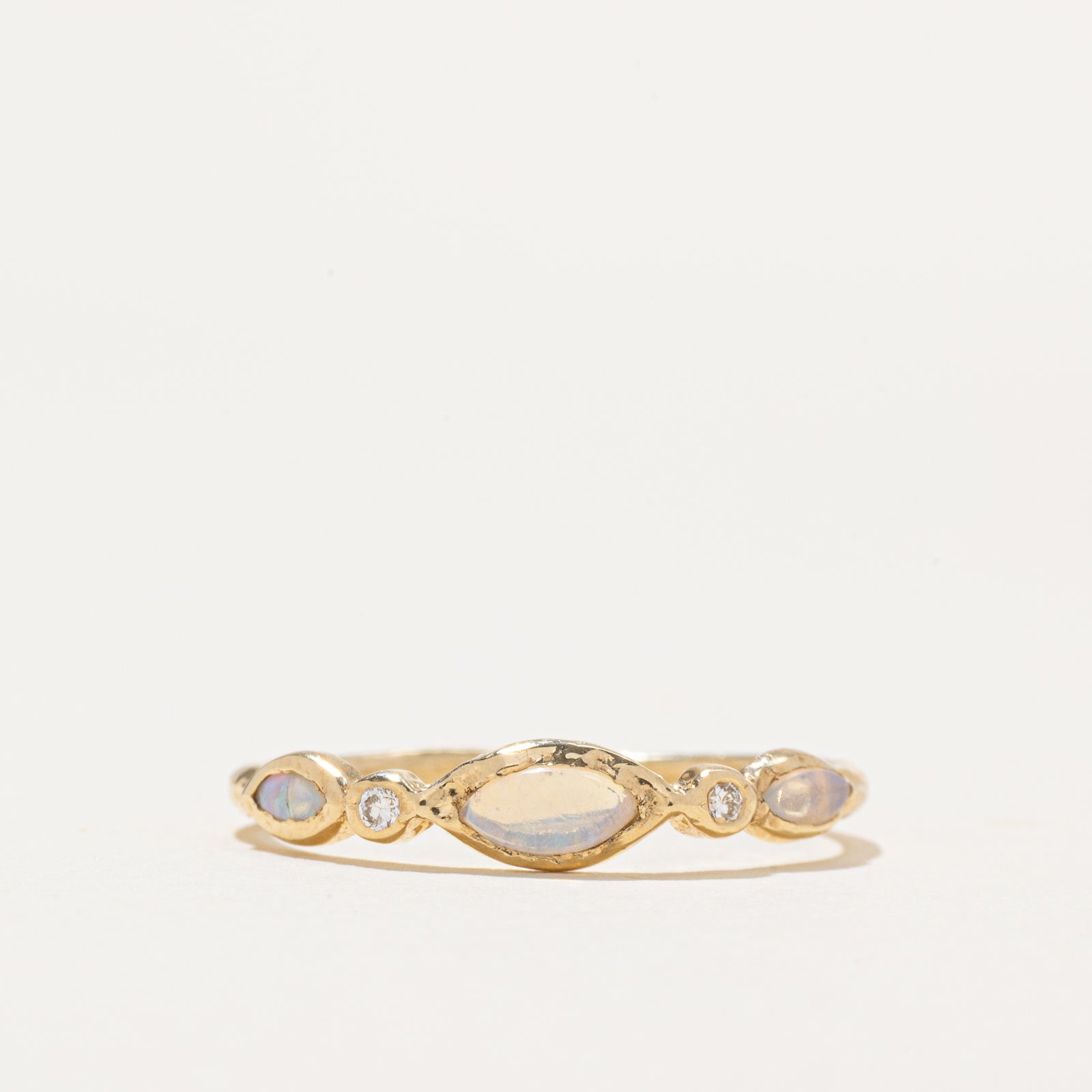 Semi Eternity Opal & Diamond Ring | 0.20ctw, 0.01ctw | SZ 7
