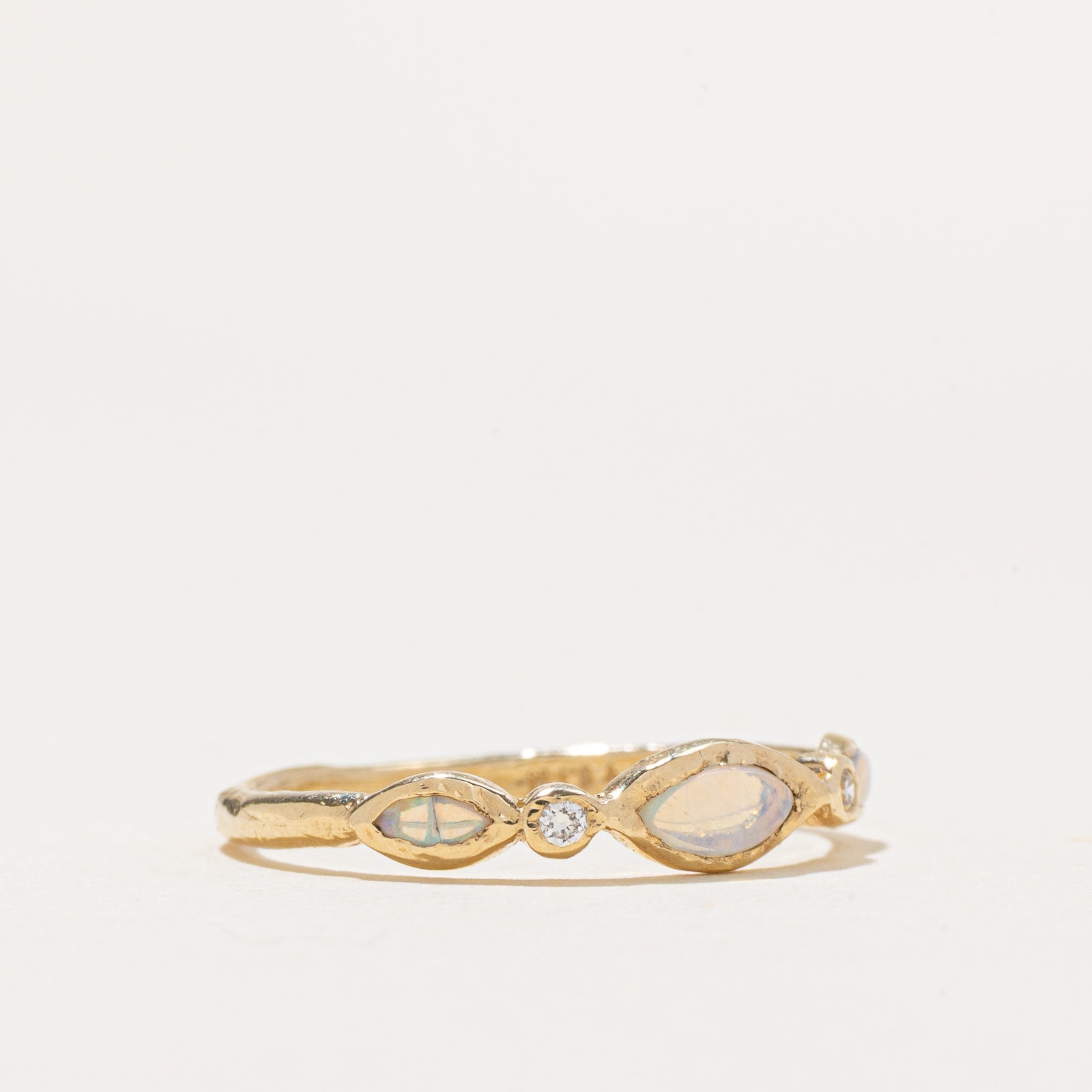 Semi Eternity Opal & Diamond Ring | 0.20ctw, 0.01ctw | SZ 7