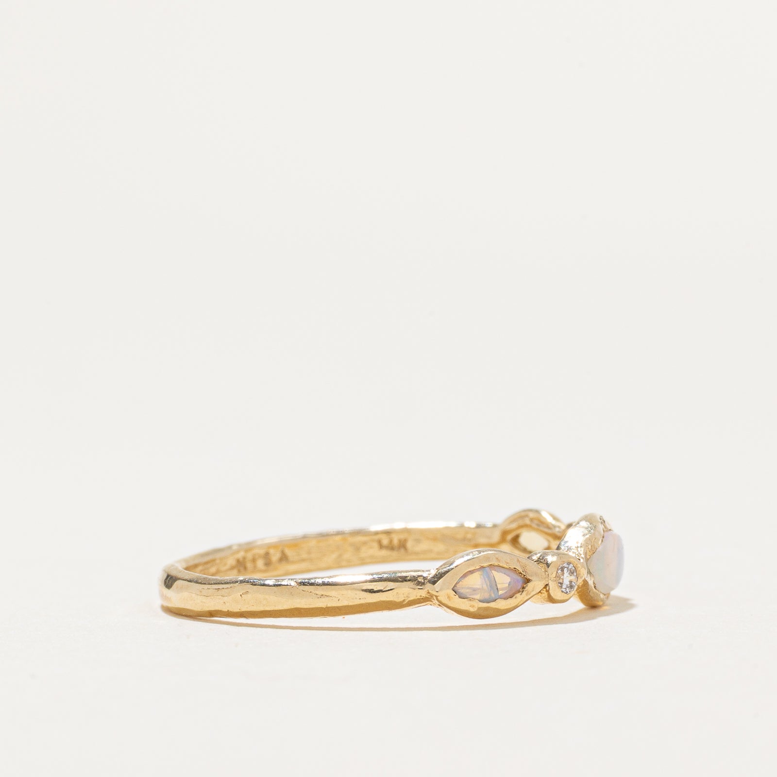 Semi Eternity Opal & Diamond Ring | 0.20ctw, 0.01ctw | SZ 7