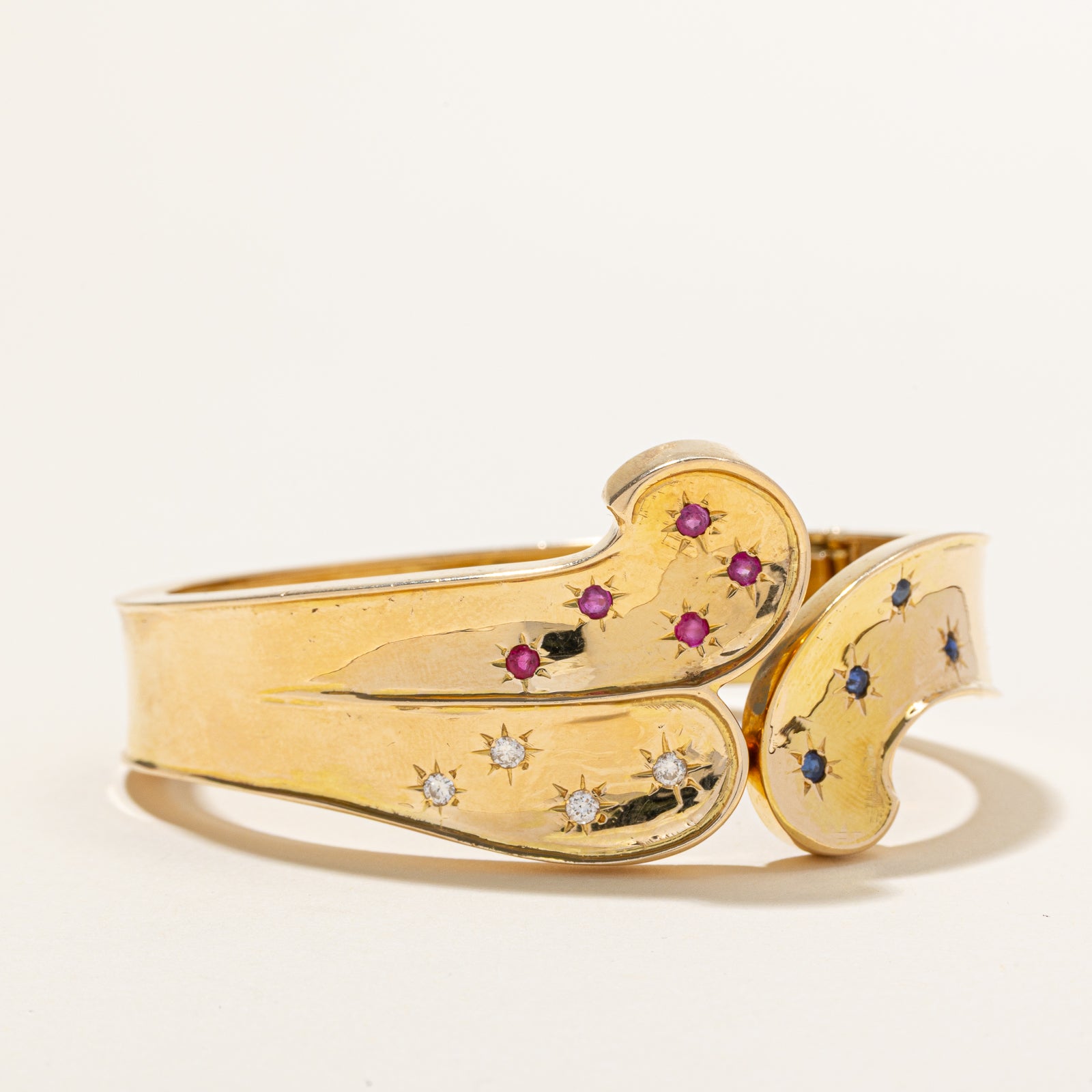 Scattered Ruby, Sapphire & Diamond Bangle | 0.32ctw, 0.12ct | 6.5"