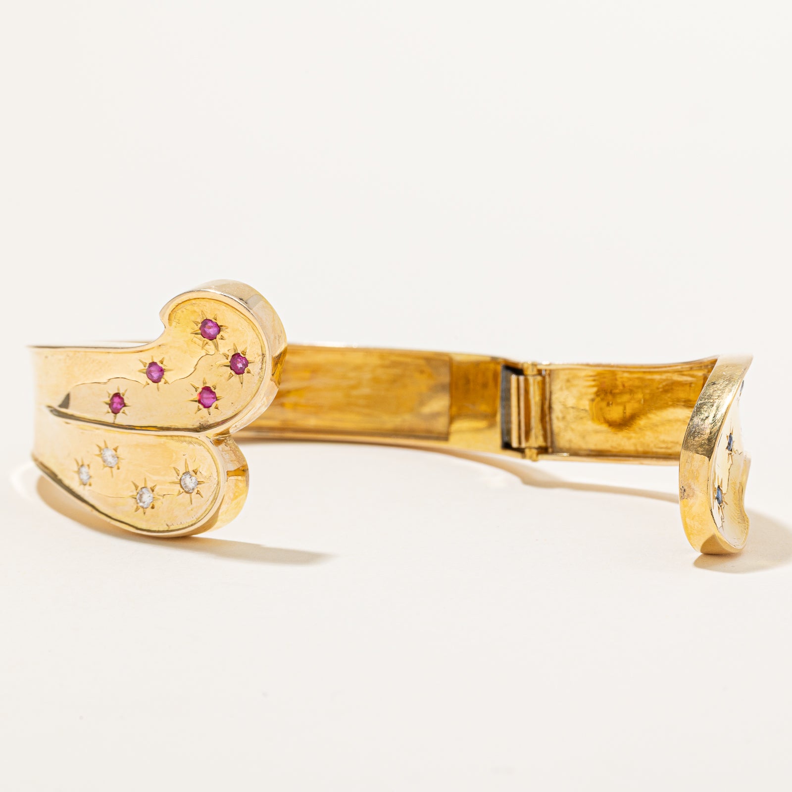 Scattered Ruby, Sapphire & Diamond Bangle | 0.32ctw, 0.12ct | 6.5"