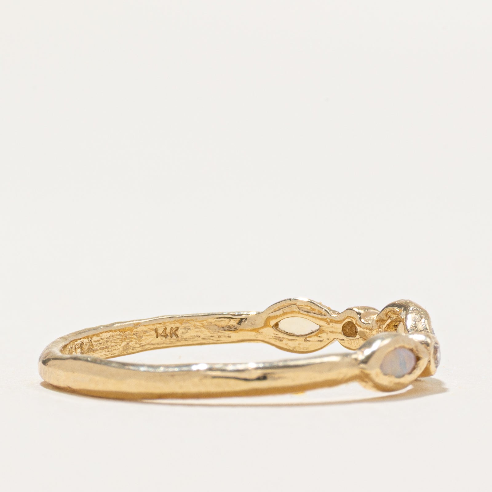 Semi Eternity Opal & Diamond Ring | 0.20ctw, 0.01ctw | SZ 7