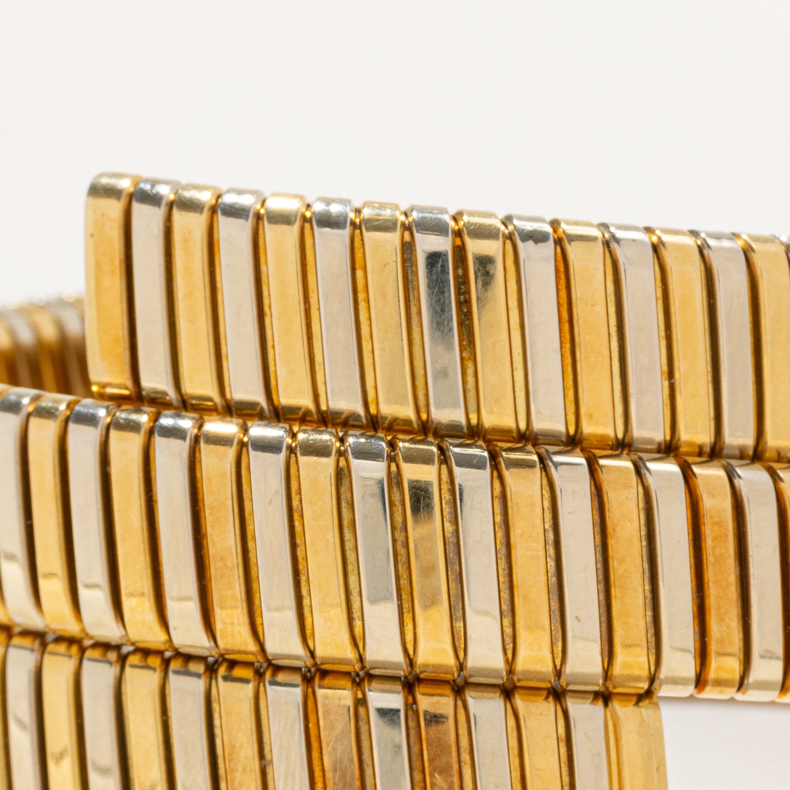 18k Two Tone Gold Fluted Wrap Bracelet | 7.5"