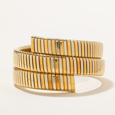 18k Two Tone Gold Fluted Wrap Bracelet | 7.5