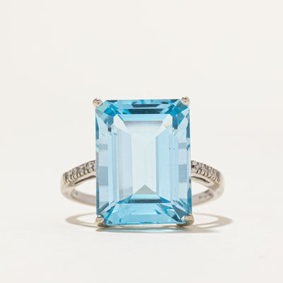 Topaz & Diamond Cocktail Ring | 15.00ct, 0.04ctw | SZ 7.75
