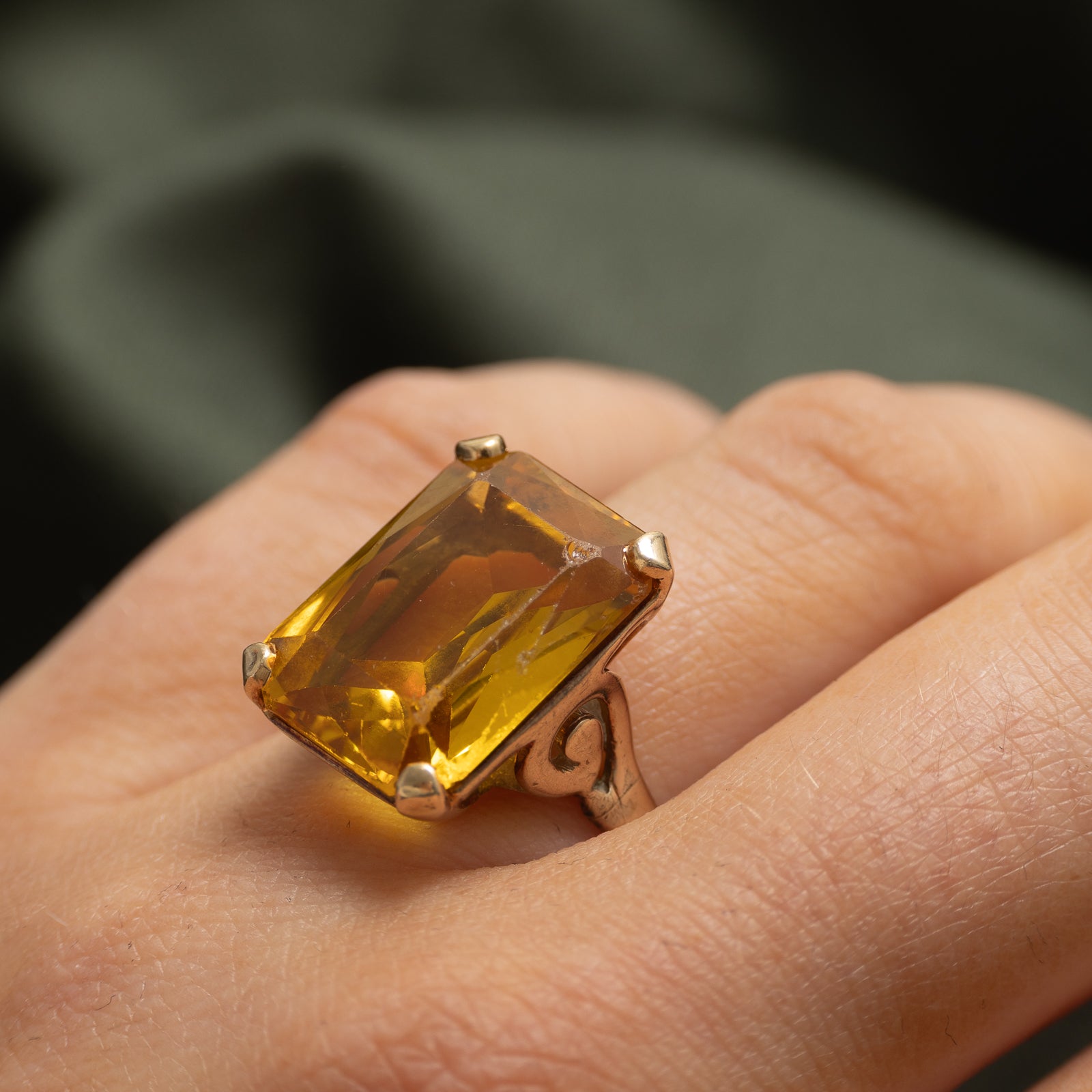 Synthetic Yellow Sapphire Cocktail Ring | 17.00ct | SZ 8.75