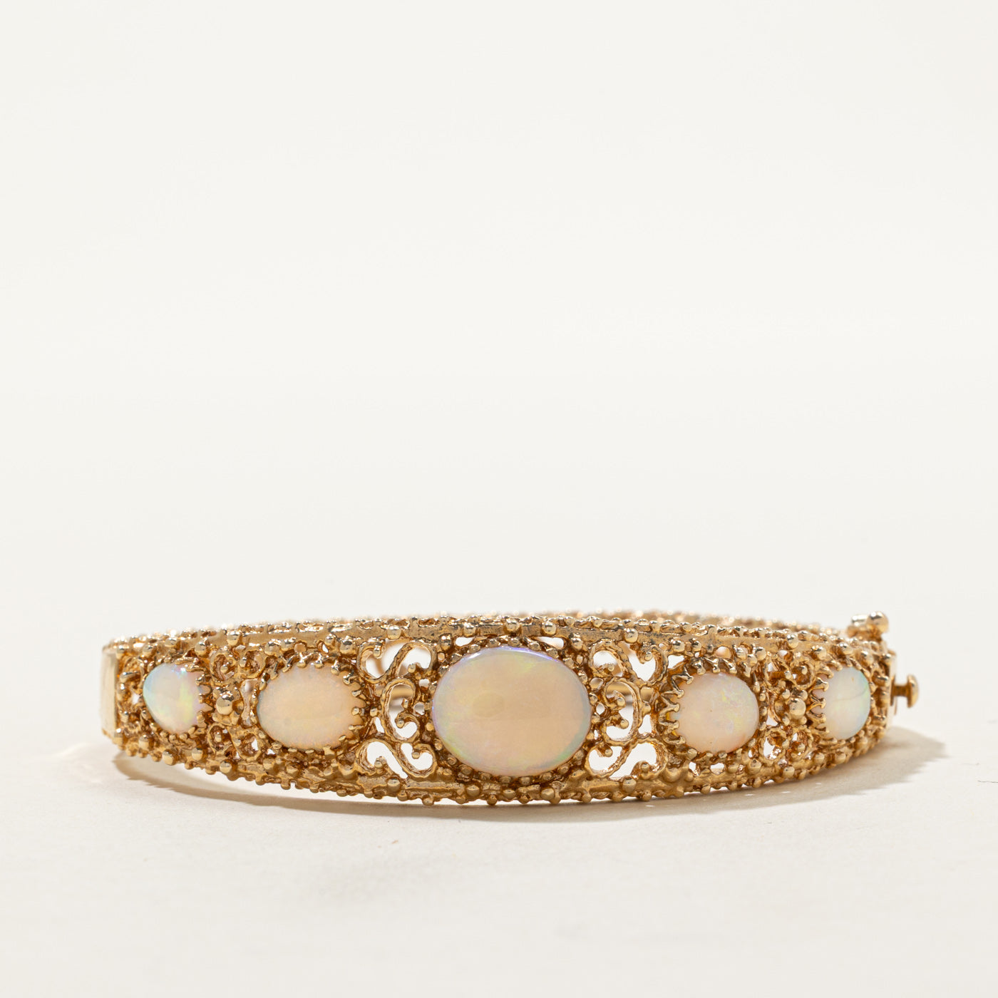 Opal Ornate Scrollwork Bangle | 8.00ctw | 6"