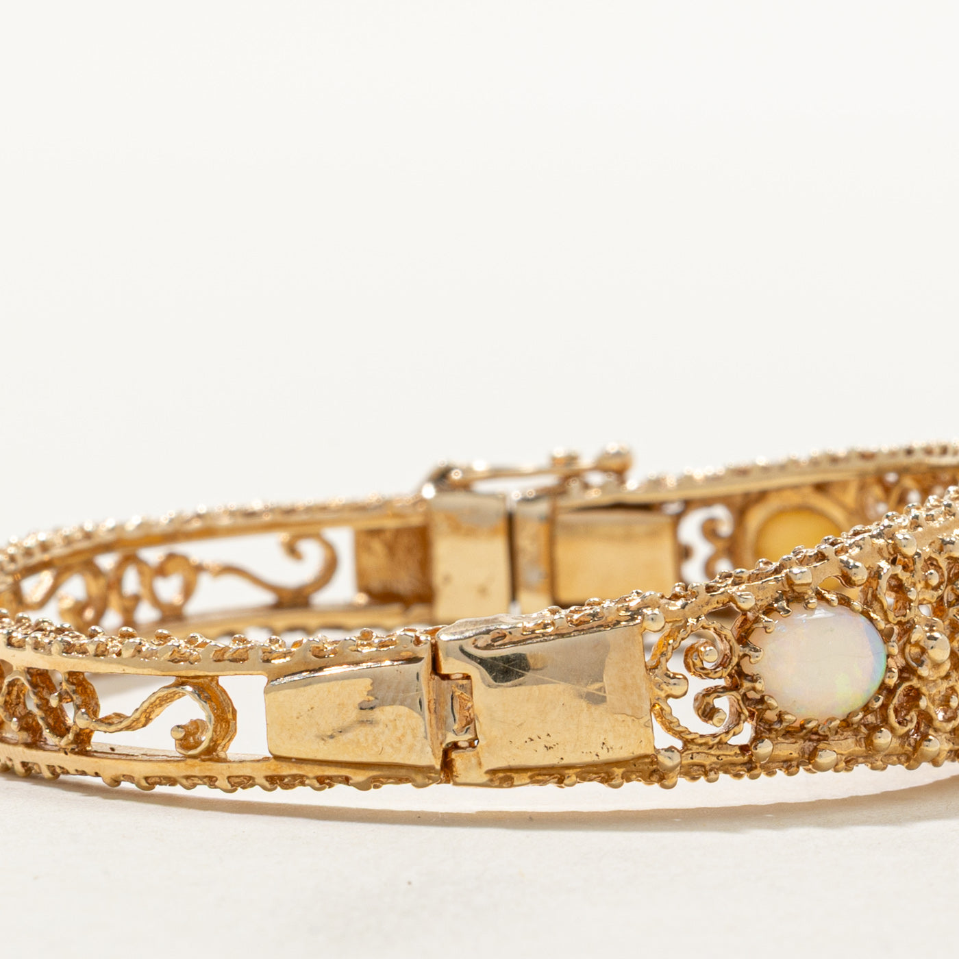 Opal Ornate Scrollwork Bangle | 8.00ctw | 6"