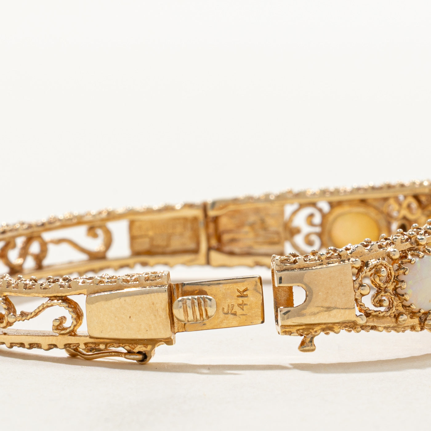 Opal Ornate Scrollwork Bangle | 8.00ctw | 6"