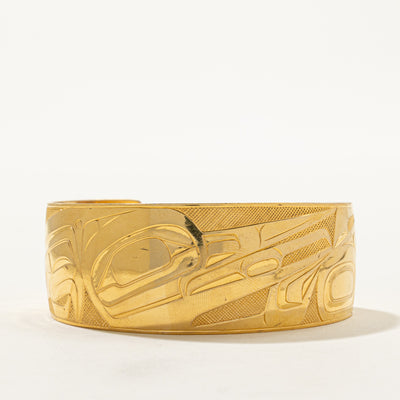 'Earl Muldon' 22k Yellow Indigenous Art Engraved Cuff | 2.5