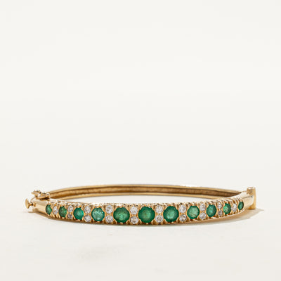 Vintage Emerald & Diamond Bangle | 1.30ctw, 0.50ctw | 5