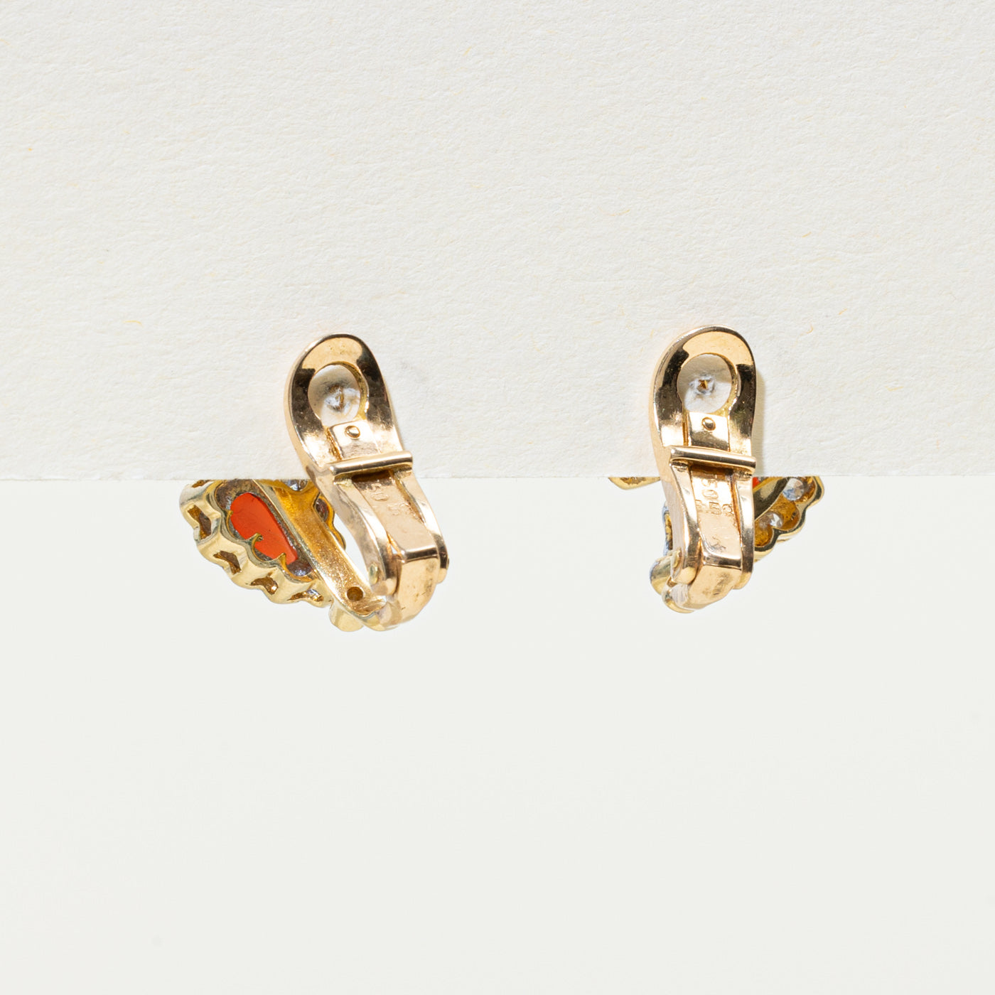Coral & Diamond Halo Clip-on Earrings | 0.80ctw, 0.50ctw |