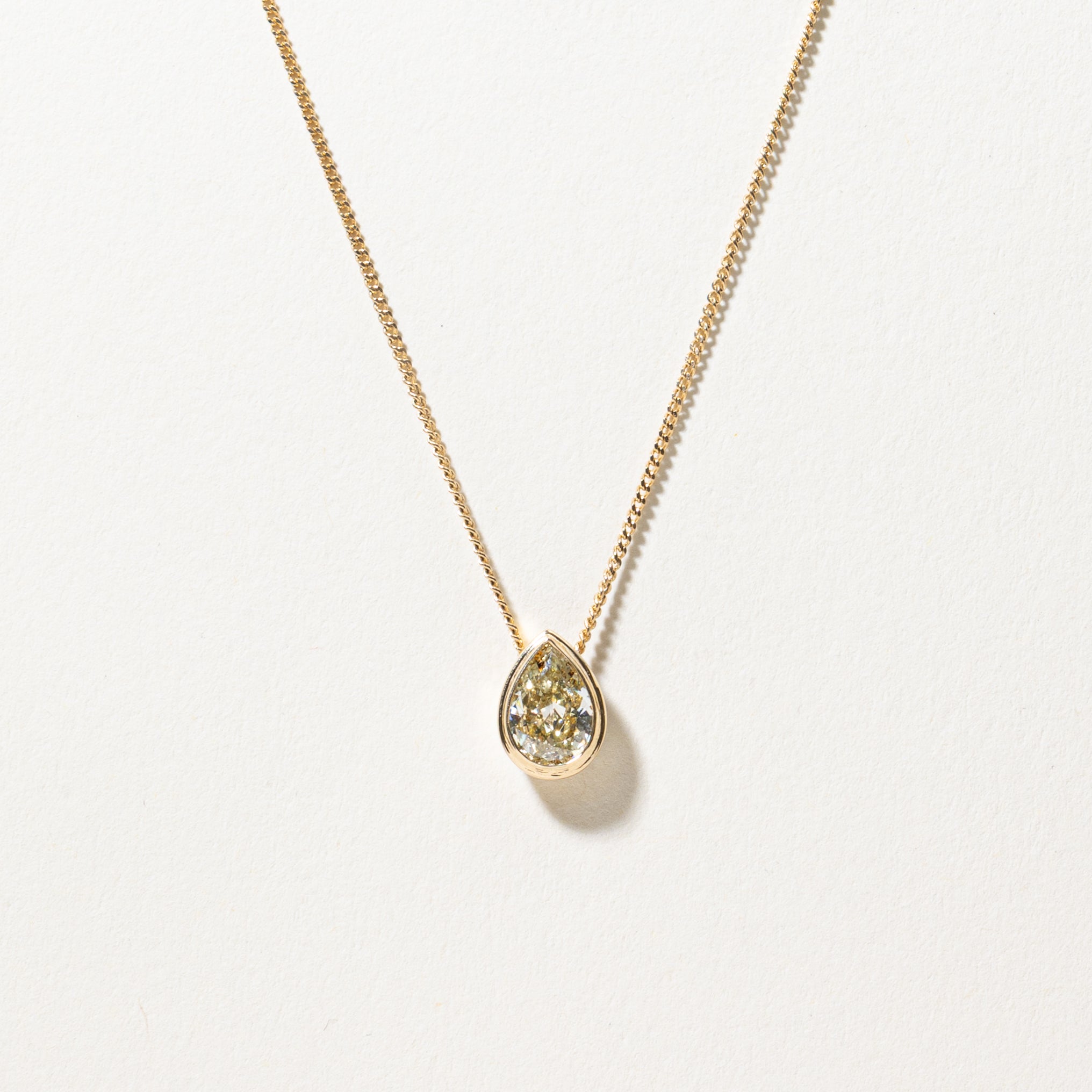 GIA-graded Fancy Yellow Natural Diamond Necklace | GIA 1.08ct Fancy Colour | 16"