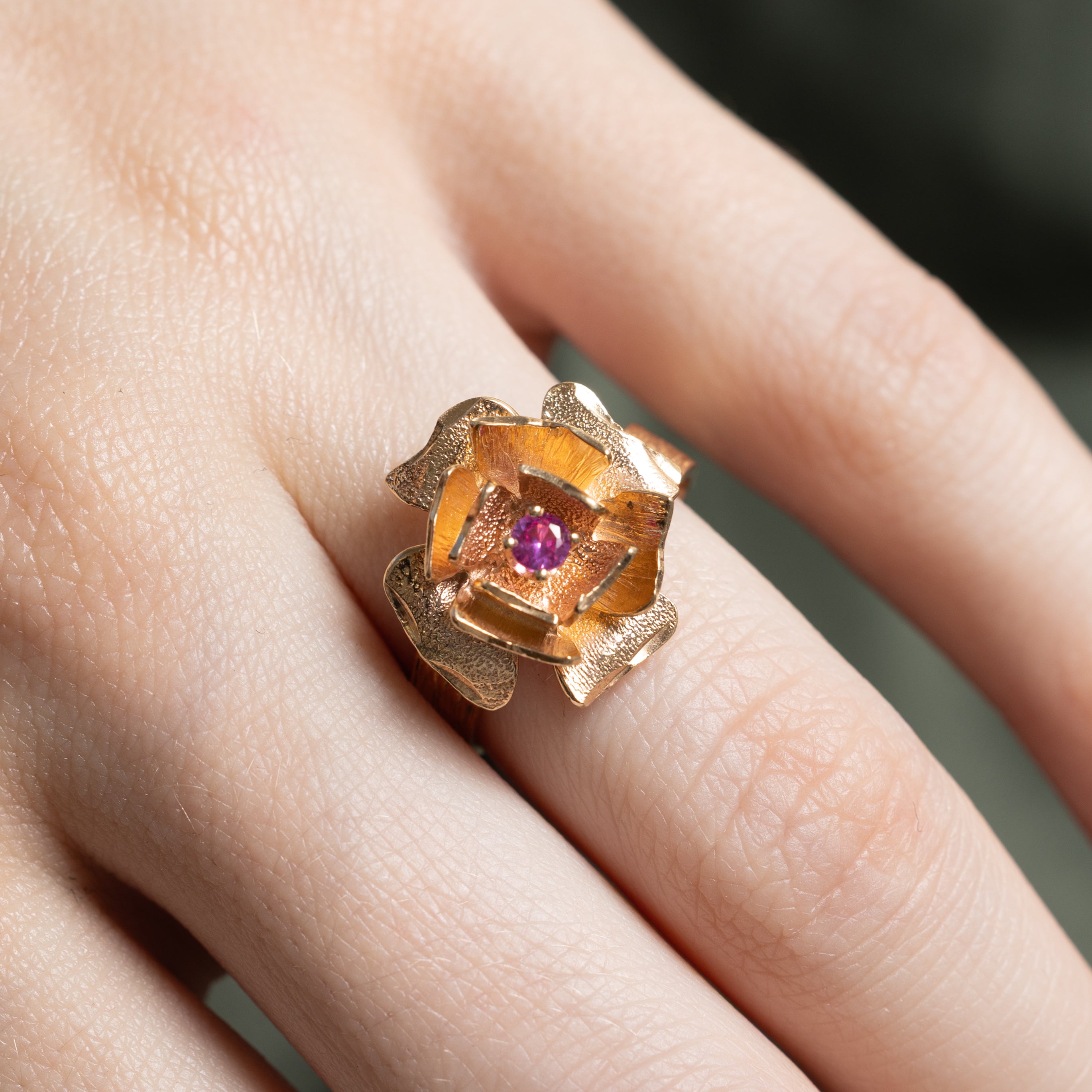 Synthetic Pink Sapphire Rose Ring | 0.04ctw | SZ 6
